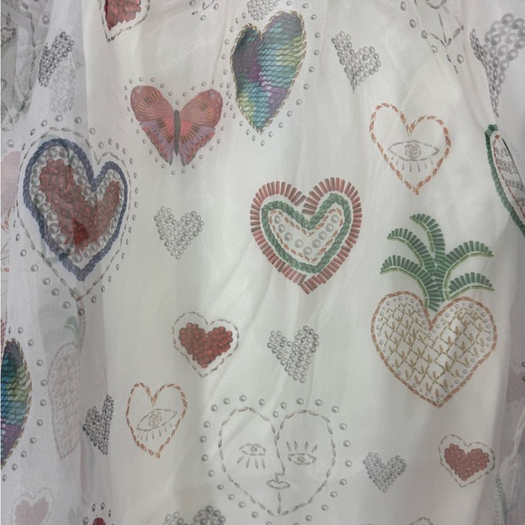 Farm Rio x Anthropologie Semi-Sheer Puff-Sleeve Dress Medium - Picture 8 of 12